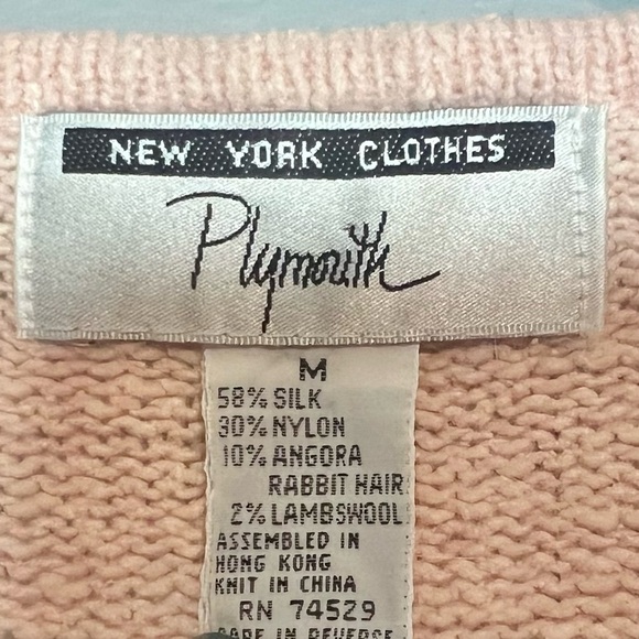 Vintage Silk Blend Faux Wrap Knit Sweater Light Pink Blush Size Medium V-Neck - Picture 8 of 8